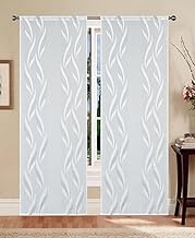 GBiancheria Madrid 60cm Panel Curtains - Pair of Modern Stylish Jacquard Semi-Sheer Curtains Available in Various Colours Easy Care Ready to Hang (Grey, 60x240cm)