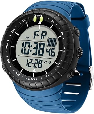 Mens Outdoor Digital Watch Waterproof Sports Watch with LED Backlight, Alarm, Stopwatch, Calendar, Military Time, Big Dial Wristwatch for Men