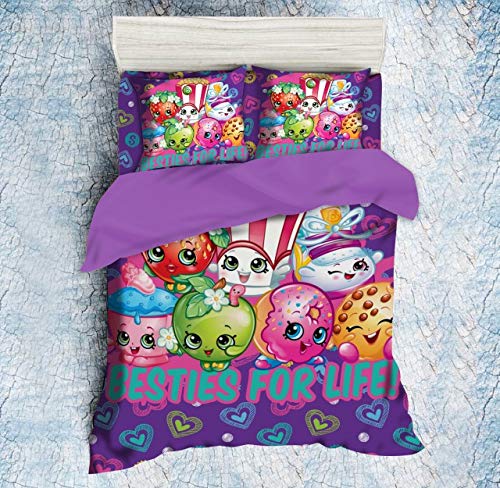 Shopkins Character Print Comforter Set For Kids, Lavander (220x150cm)