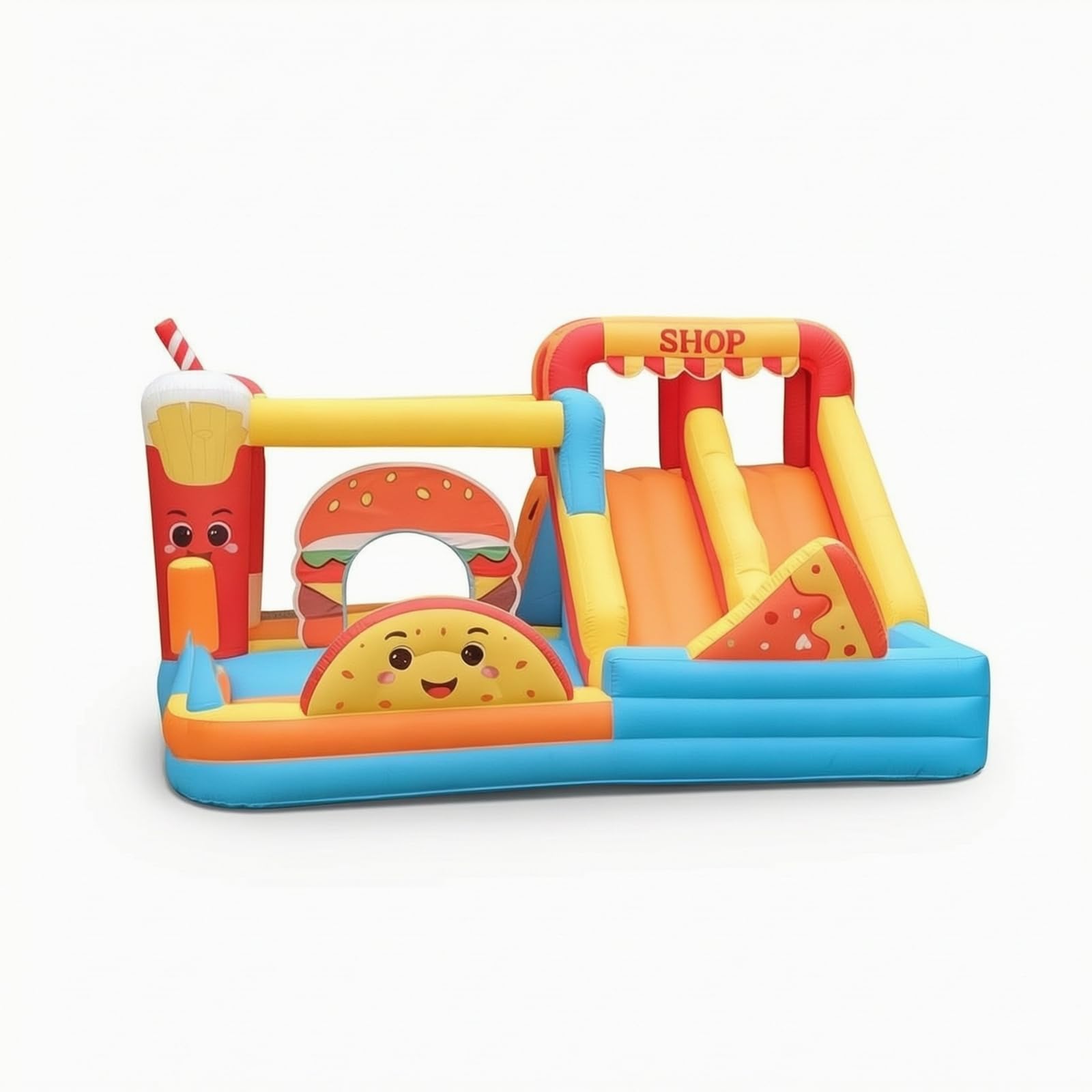Castello Gonfiabile con Scivolo Multicolore Castello Gonfiabile con Ventola Robusto Trampolino per Feste di Compleanno