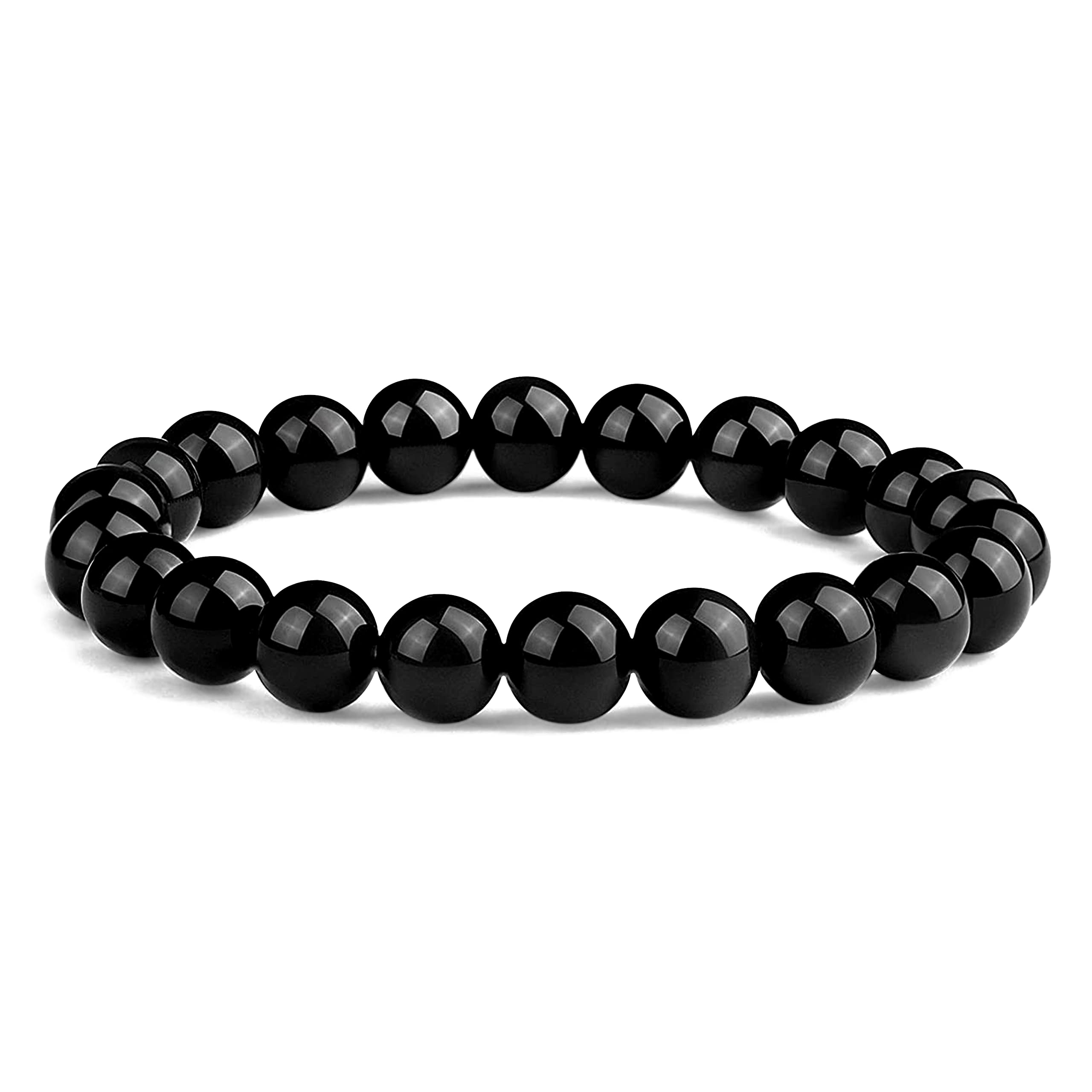 Natural Tiger Eye Bracelet - Handmade Gem Semi Precious Gemstone Beaded Stretch Bracelet - Stress Relief Aromatherapy - Healing Crystals Quartz Chakra Bracelets For Women Men Gifts