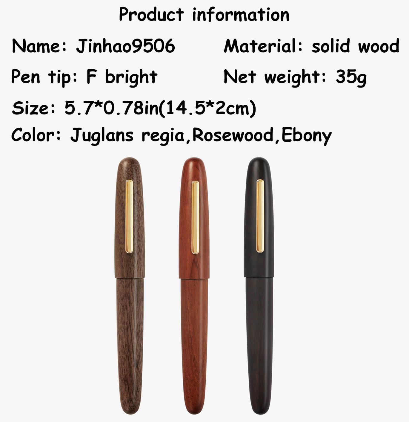 Ranvi Jinhao 9056 Natural Wooden Vintage Fountain Pen,Fine Nib,Rosewood - Image 4