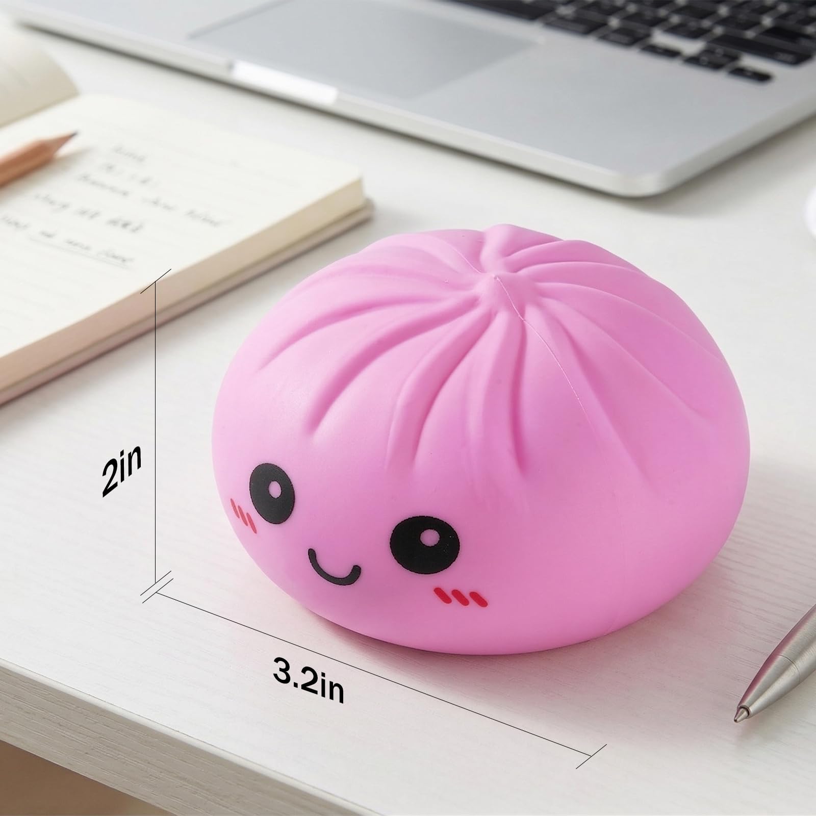 Dumpling Squishy Toys, Gaint Dumpling Squishy Mystery Box, Colorful Squishies Dumplings Stress Balls Toy, Stocking Stuffers with Food Steamer Stretchy Desk Toy (Pink) — view 2