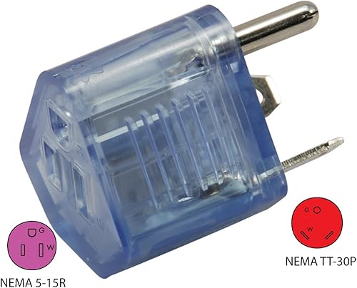 Miniatura 2 de Conntek 14103-LT Adaptador RV TT-30P RV Enchufe de 30 amperios a modelo NEMA 5-15R U.S Conector de 3 clavijas con indicador de alimentación