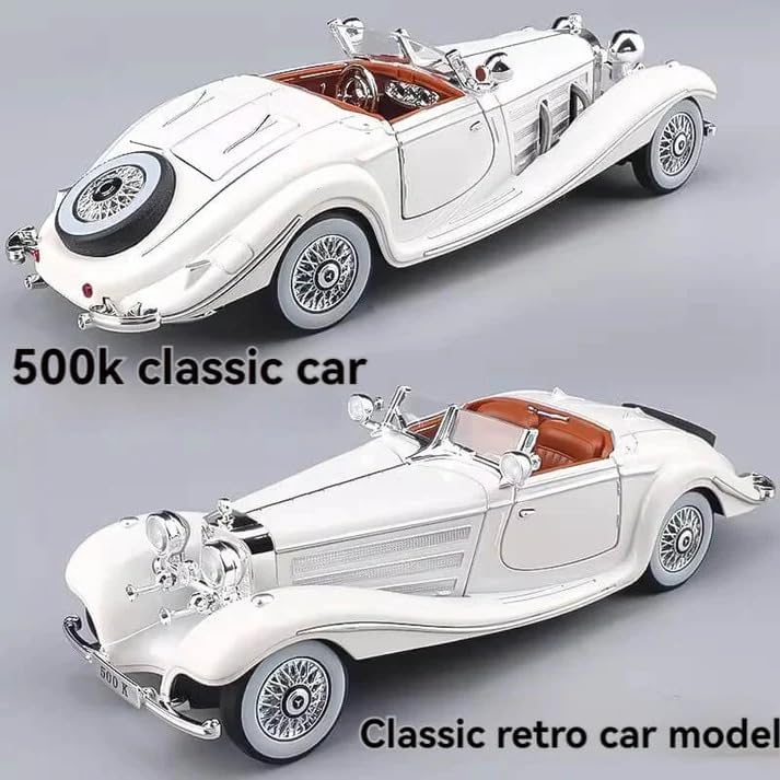 Image of Invite Enterprise Compatible for 1:24 Mercedees Benz 500K Toy Car Model, Diecast Collectible Pull Back Model Car with Sound and Light, Toy Gift Vehicles for Adults Kids Boys Girls 【White Color】