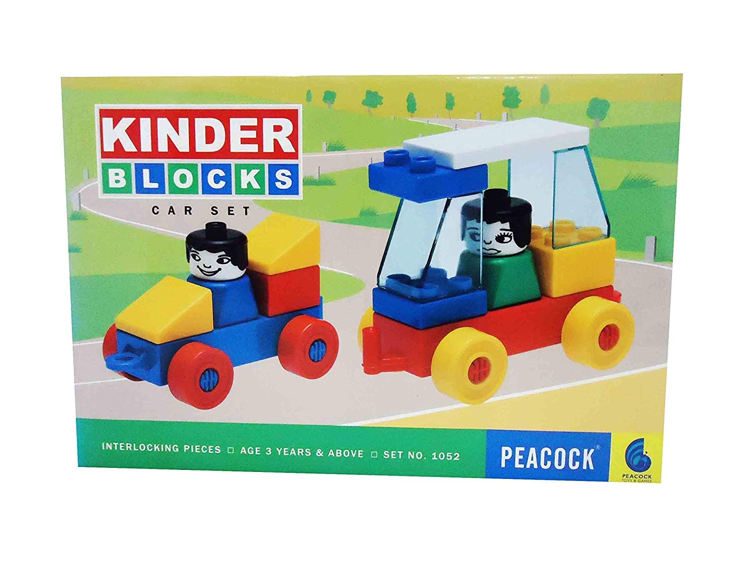 Olympia Games and Toys Kinder Blocks Car Set Construction Blocks for 3+ Age Kids, Multicolor