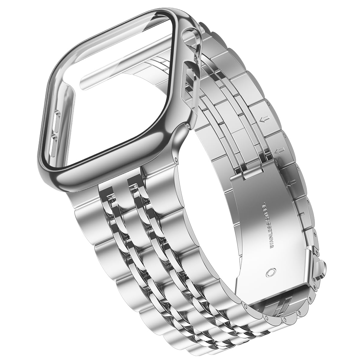 Wolait Compatible with Apple Watch Bands for Men 49mm 46mm 45mm 44mm 42mm 41mm 40mm 38mm,Stainless Steel Metal iWatch Bands with Screen Protector Case for Apple Watch Series11-1SE3/2/1,Ultra 3 2 1