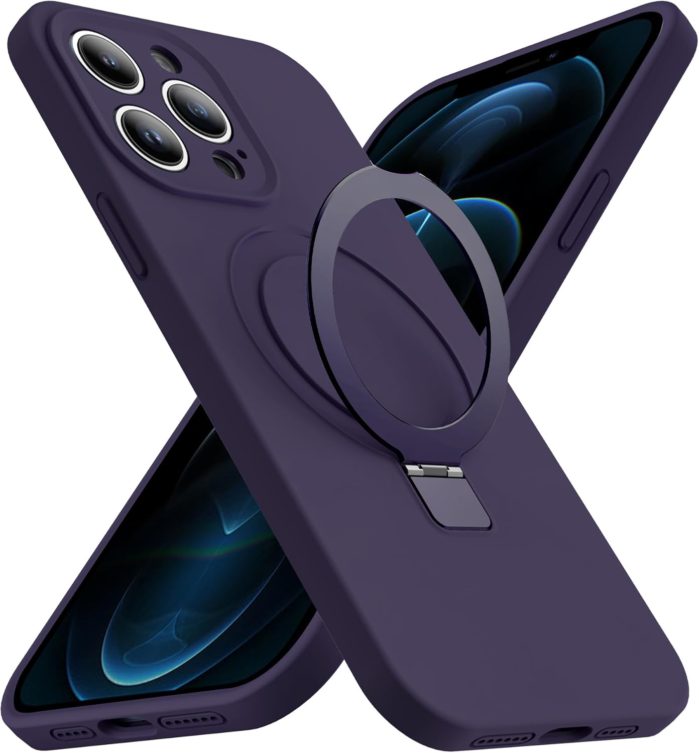 for iPhone 12 Pro Max Case with Magnetic Invisible Stand Compatible with MagSafe Military-Grade Protection Shockproof Silicone iPhone 12 Pro Max Phone Cases for Women Men 6.7'' 2020,Purple Purple for iPhone 12 Pro Max Phone Case 6.7"