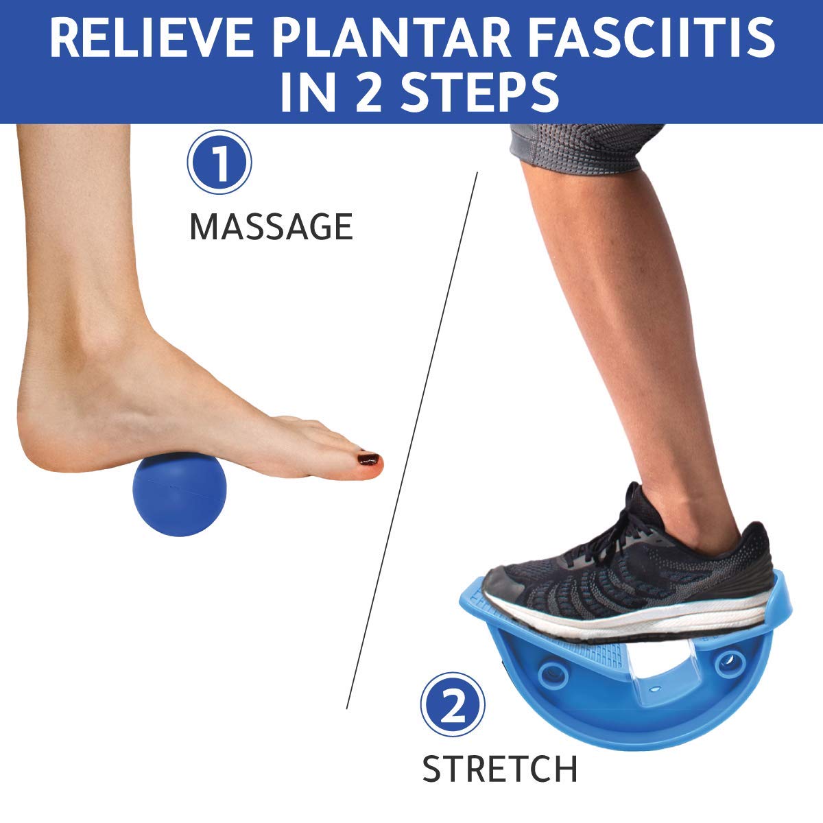 TyeinGoLumia Wellness Foot Rocker with Massage Ball - Calf Stretcher for Plantar Fasciitis, Achilles Tendonitis, Shin Splints, Heel, Feet Pain Relief - Ankle Wedge Stretches Strained Leg Muscle