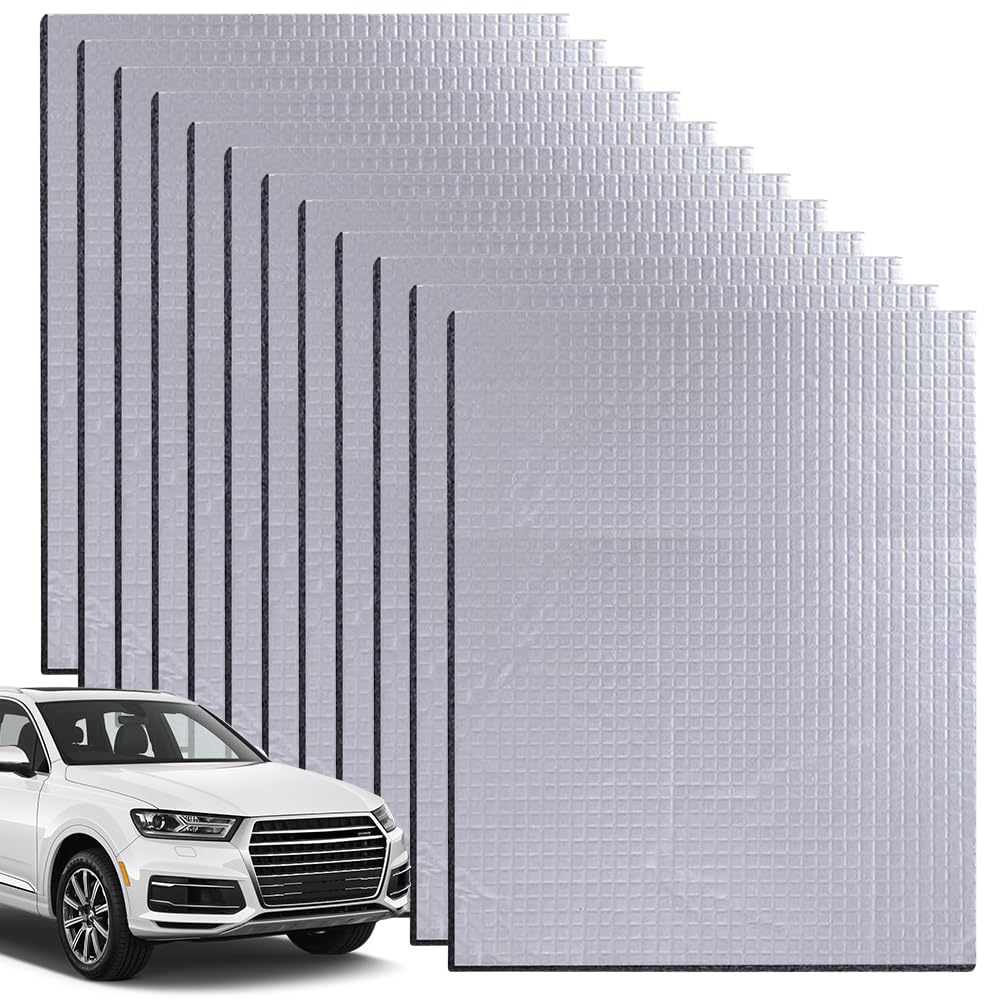 12 Tappetini Isolanti per Auto, 5 mm, 40x25 cm, Autoadesivi, Isolamento Acustico e Termico, per Vano Motore, per isolamento acustico, isolamento, ignifugo, impermeabile