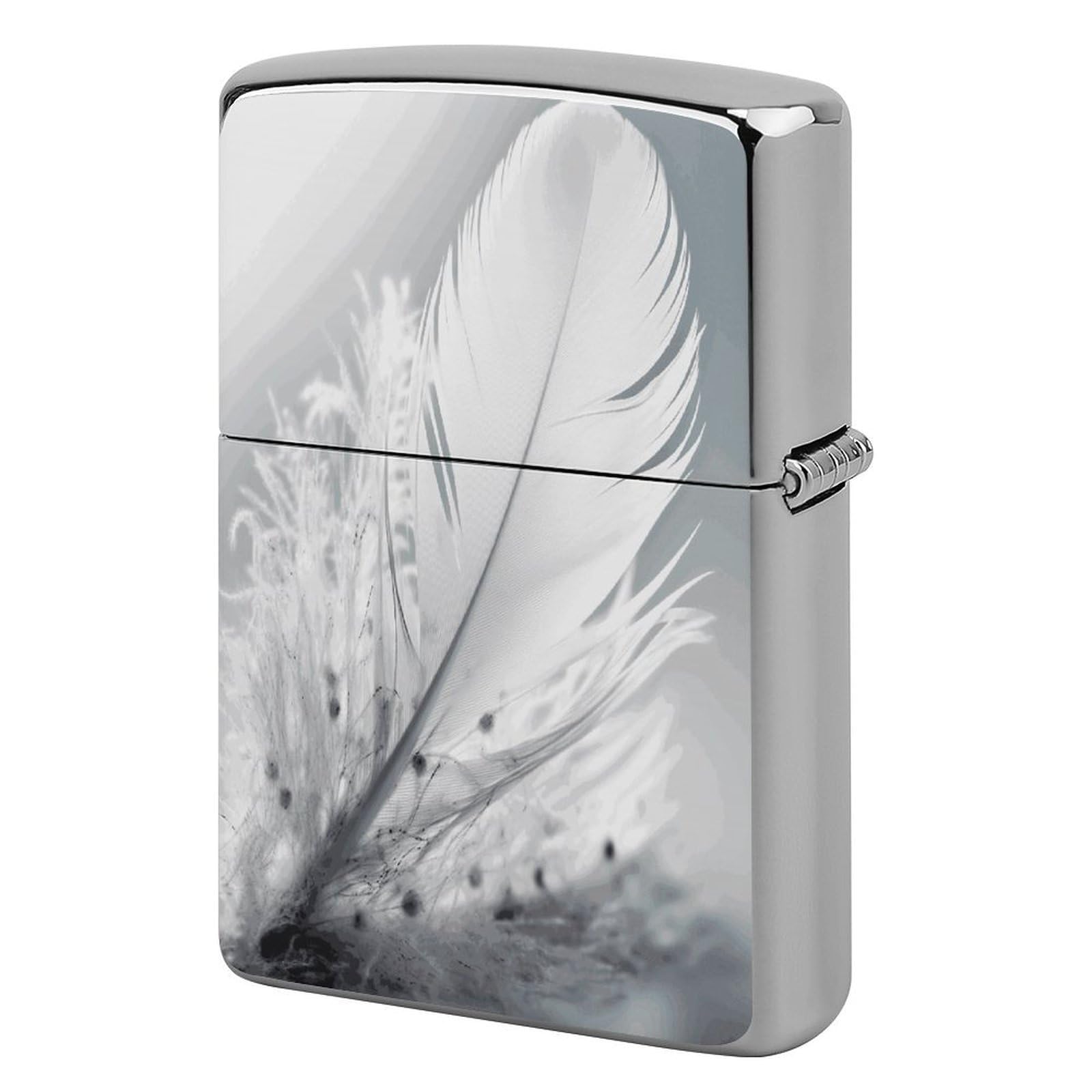 Fodpand Style Fluttering White Feathers Metal Lighter Case Cover Lighter Sleeve
