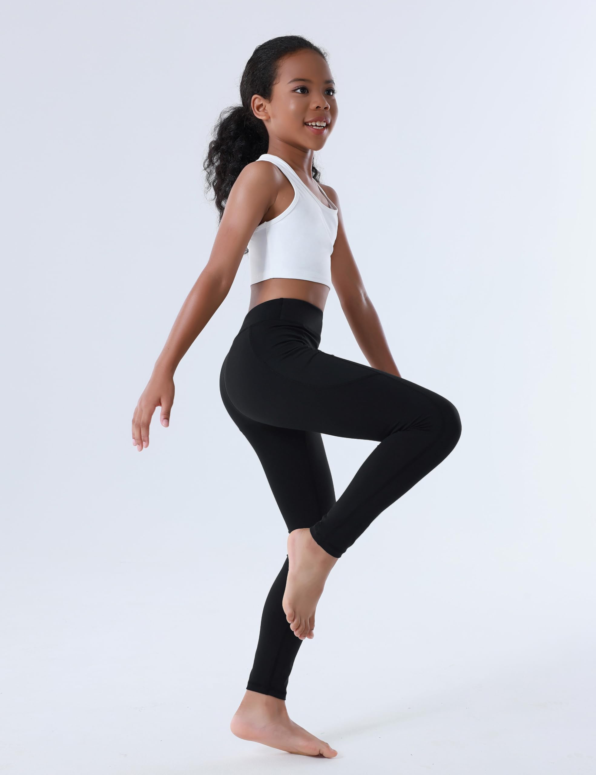 Mädchen-Leggings mit Taschen, athletisch, hohe Taille, für Training, Tanzen, Laufen, Yoga