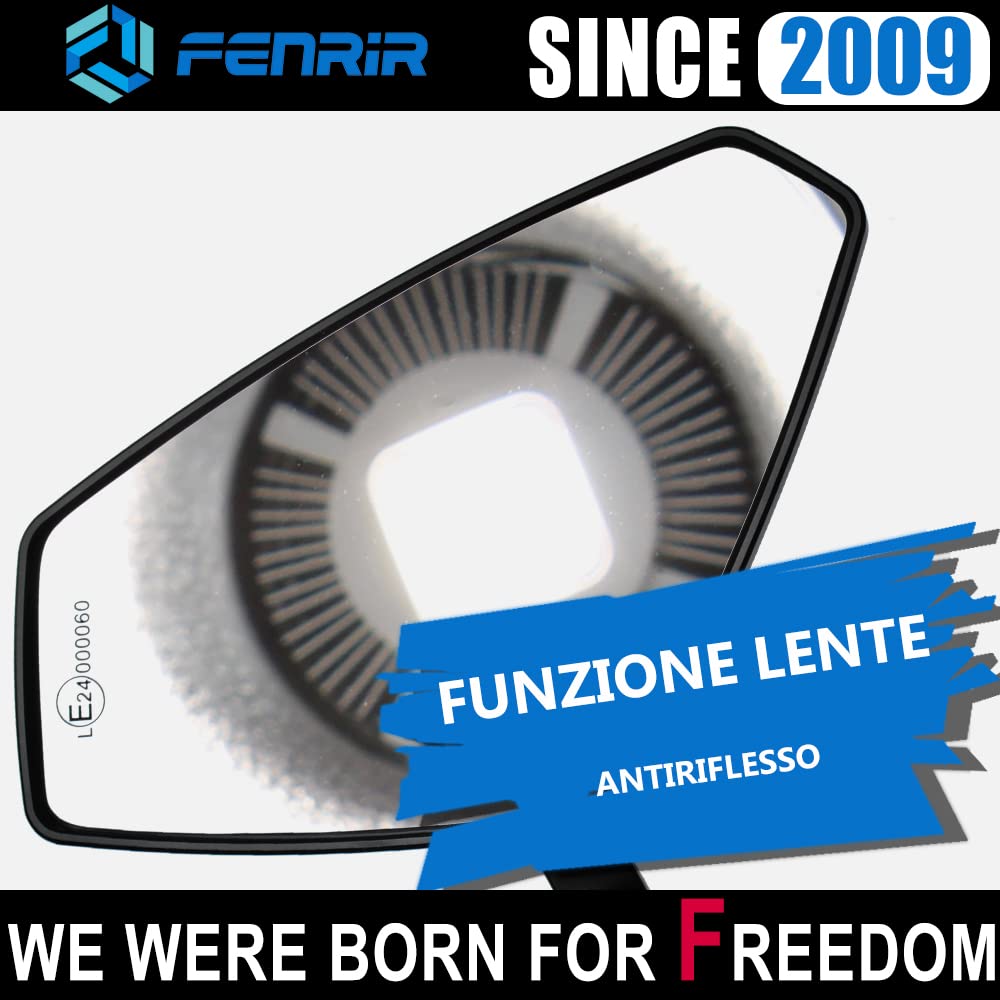 FENRIR Nero CNC Alluminio Specchietti Retrovisore Manubrio Moto Omologati end bar, Specchi Antiriflesso per Cafe Racer Scrambler Monster Z900 Z650 CB650R CB750 MT03 GSX8S Tuono
