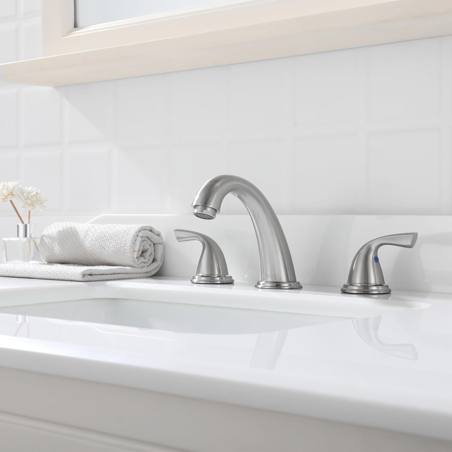 PARLOS 2 Handles Bathroom Sink Faucet 8 inch Widespread 3 Hole Deck Mount Lavatory Vanity Faucet, Brushed Nickel, 1435002D - Image 9