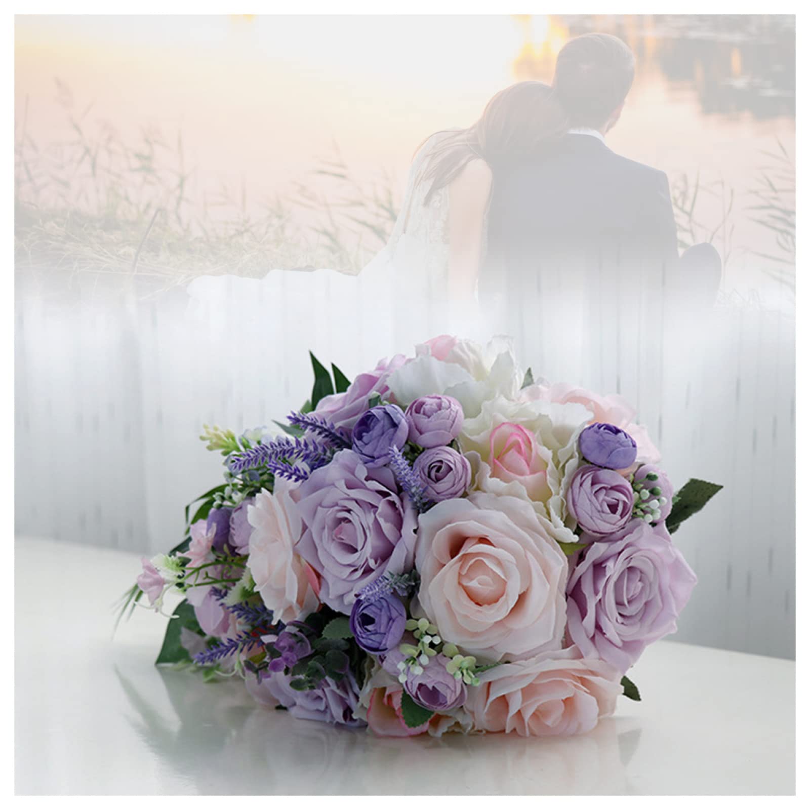 XDLEDMKIZ Wedding Bouquets Artificial Fashion Artificial Flowers Bridal Bouquet Handmade Pure Wedding Bouquet for Bride Wedding Decoration,A Interesting