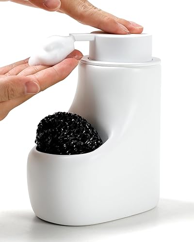 Miniatura 16 de Dispensador de jabón Bosilunlife para baño - Dispensador de jabón de cerámica gris claro, dispensador de loción, dispensador de jabón para platos