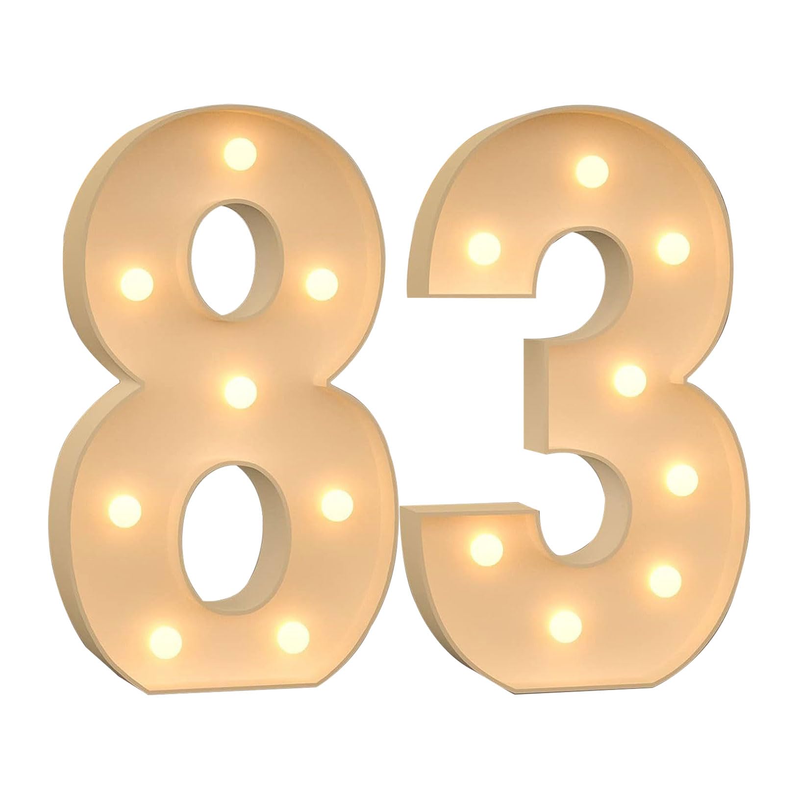 Números 83 de 100 cm con luz grande para decoración, letrero iluminado de marquesina de mosaico, luces LED de marquesina, juego de tablero de espuma precortado para cumpleaños, Año Nuevo, aniversario
