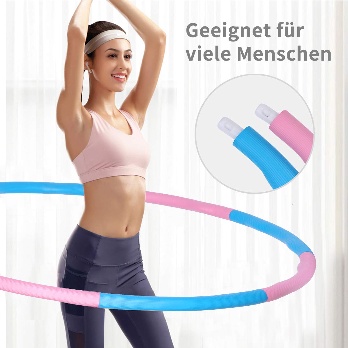 Hula Hoop, Hula Hoop Reifen Fitness Erwachsene, 6-8 Segmente Abnehmbarer Hoola Hoop Reifen Geeignet Für Fitness/Sport/Zuhause/BüRo/Bauchformung,(1.1Kg)