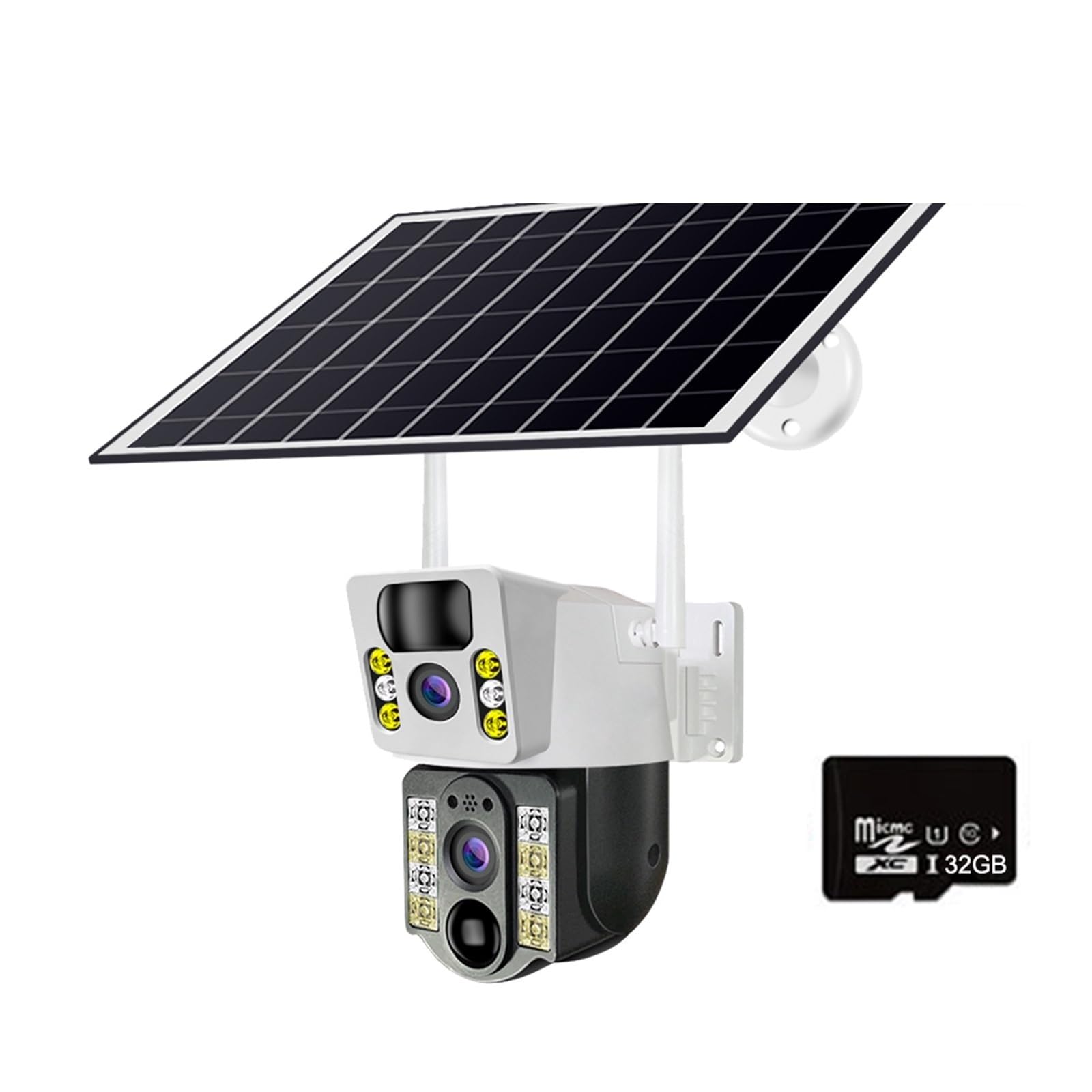 Oshpmbdlyfj Wifi Cam 32Gb Card 8Mp 4K Wireless Solar Camera 4G Sim Outdoor Dual Lens Wifi Ip Camera Pir Night Vision Cctv Security Protection Monitor(Wifi Cam 32Gb Card)