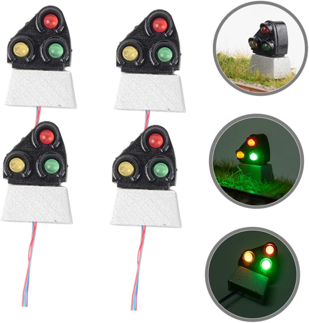 4pcs Mini Landscape Light Ornaments Micro Railroad Signal Light Model DIY Table Model Building Material