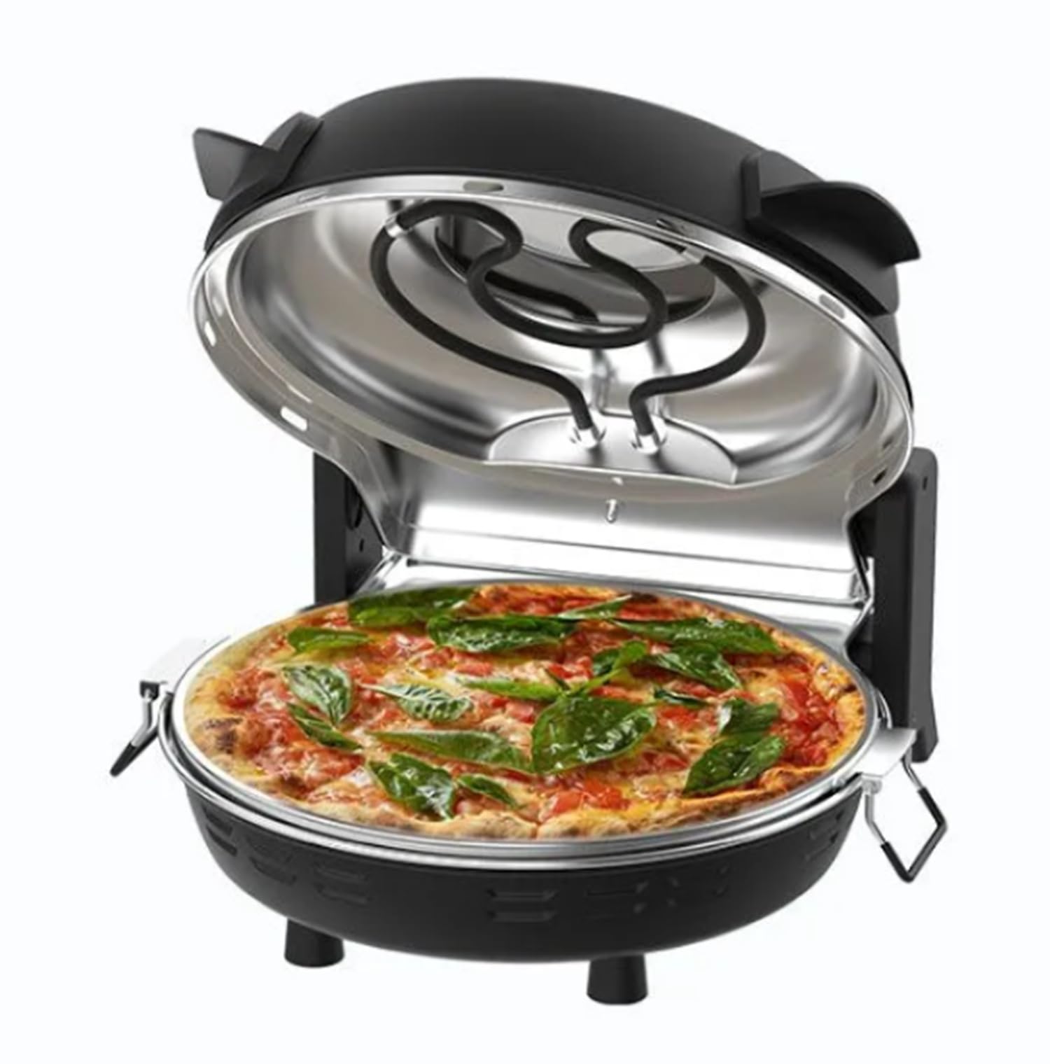 Kadoland Four à pizza multifonction 400 °C Ø 32 cm Pierre à pizza avec poêle en acier inoxydable – Pour pizza, Lahmacun, Pide