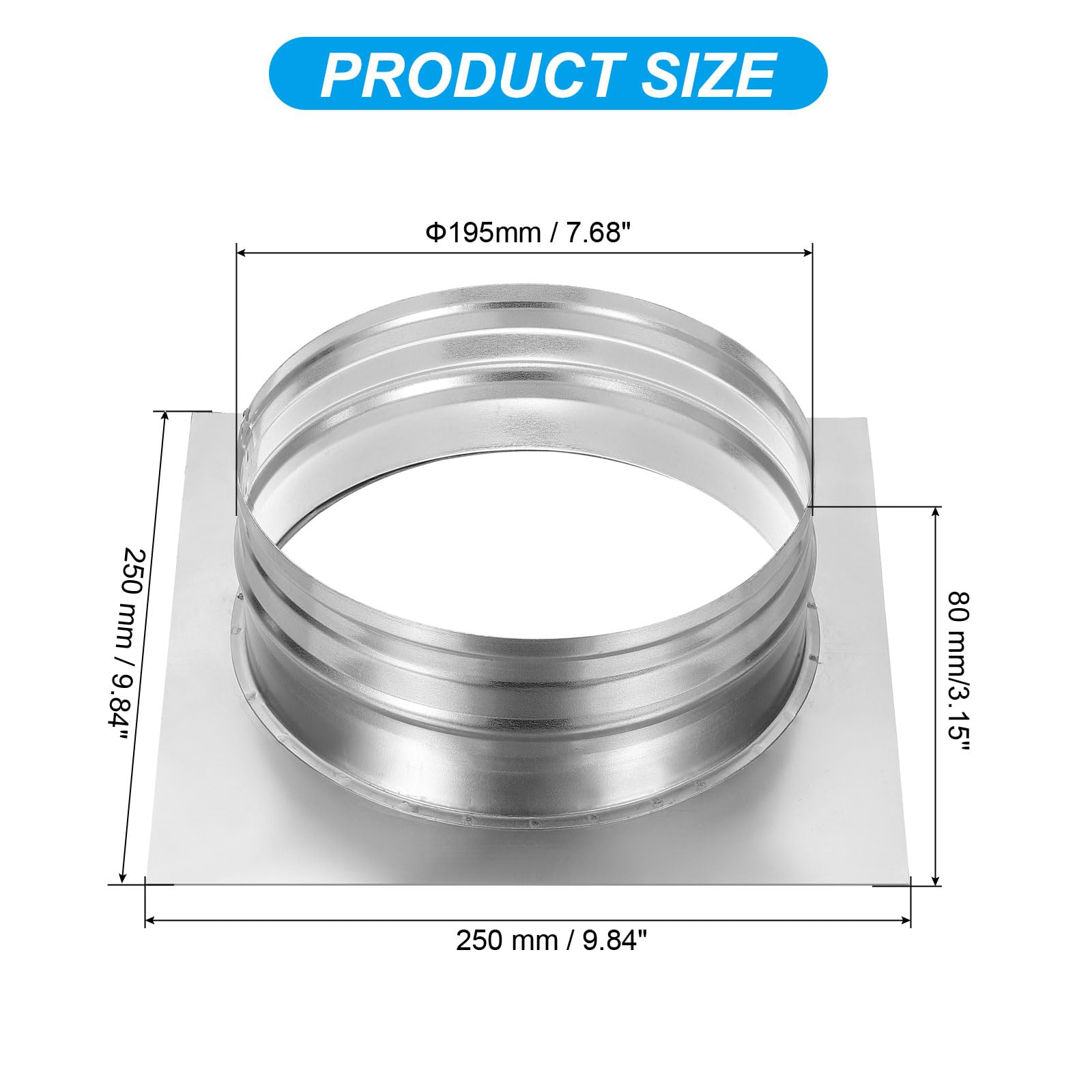 PATIKIL 8" / 195mm Duct Connector Flange - Image 2
