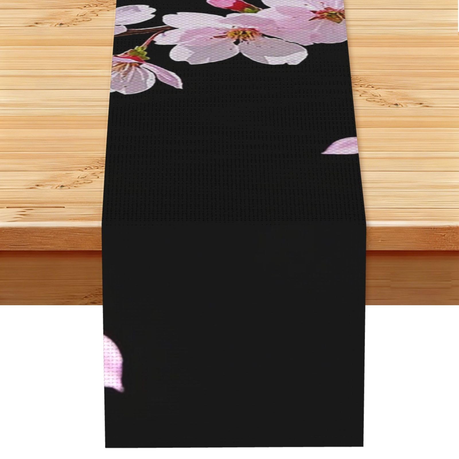Falling Petals Cherry Blossoms Table Runner 13 x 72 Inches Long, Cotton Linen Table Runners for Kitchen Dining Table Decoration - Washable Tablecloth Modern Tablerunner for Home Party Decor