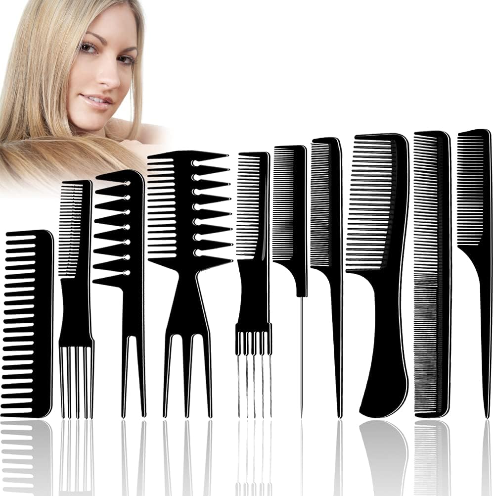 nuoshen10 Pieces Salon Hair Styling Comb Carbon Fibre Professional Anti-Static for Salon Hairdressing Beard Hair