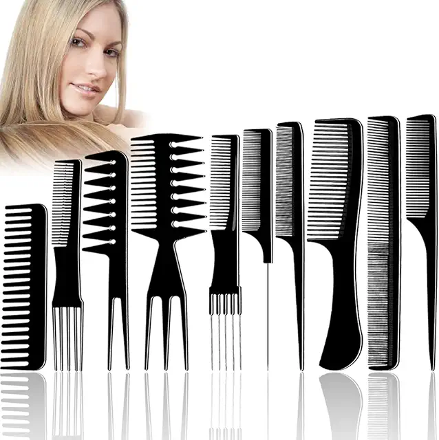 10 Peignes Salon Coiffure en Fibre de Carbone Antistatique