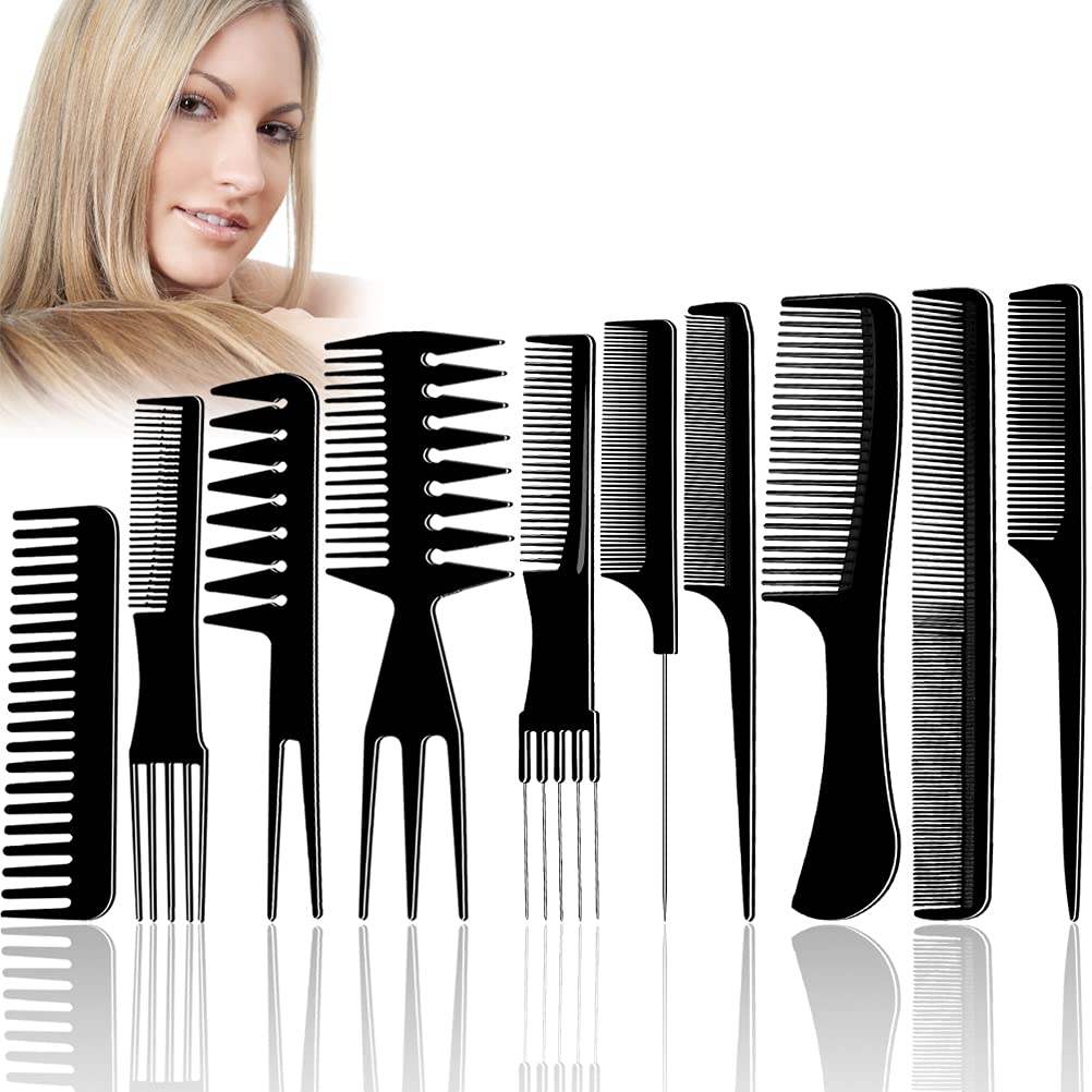 nuoshen10 Pieces Salon Hair Styling Comb Carbon Fibre Professional Anti-Static for Salon Hairdressing Beard Hair