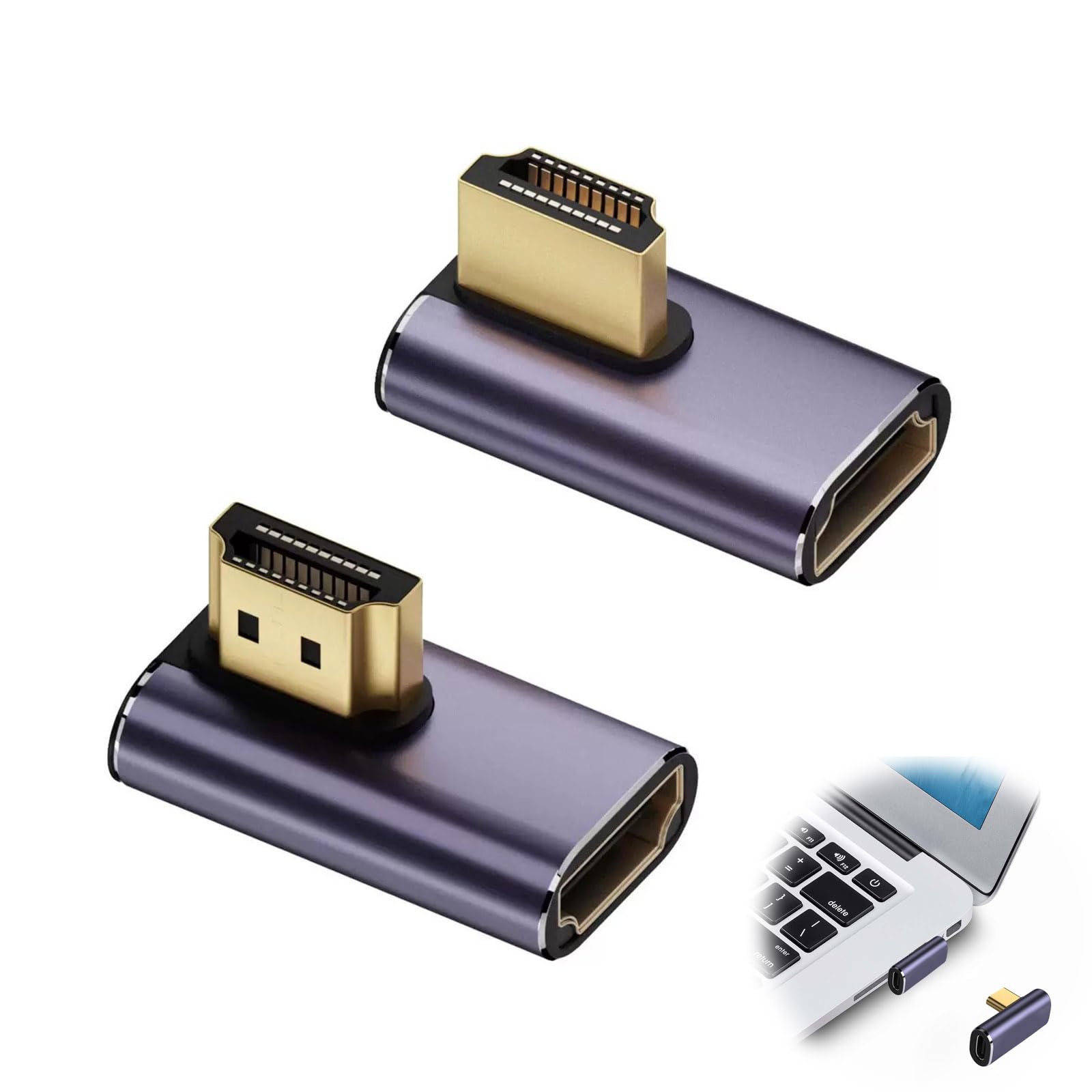 RIIEYOCA 8K&60Hz HDTV 90 Degree Adapter Downward Angle Male to Female Adapter HDTV 2.1UHD Connector 3D Extender Support 8K@60Hz/4K@120Hz, 2 Packs RIIEYOCA 8K&60Hz HDTV 90 Degree Adapter Downward Angle Male to Female Adapter HDTV 2.1UHD Connector 3D Extender Support 8K@60Hz/4K@120Hz, 2 Packs