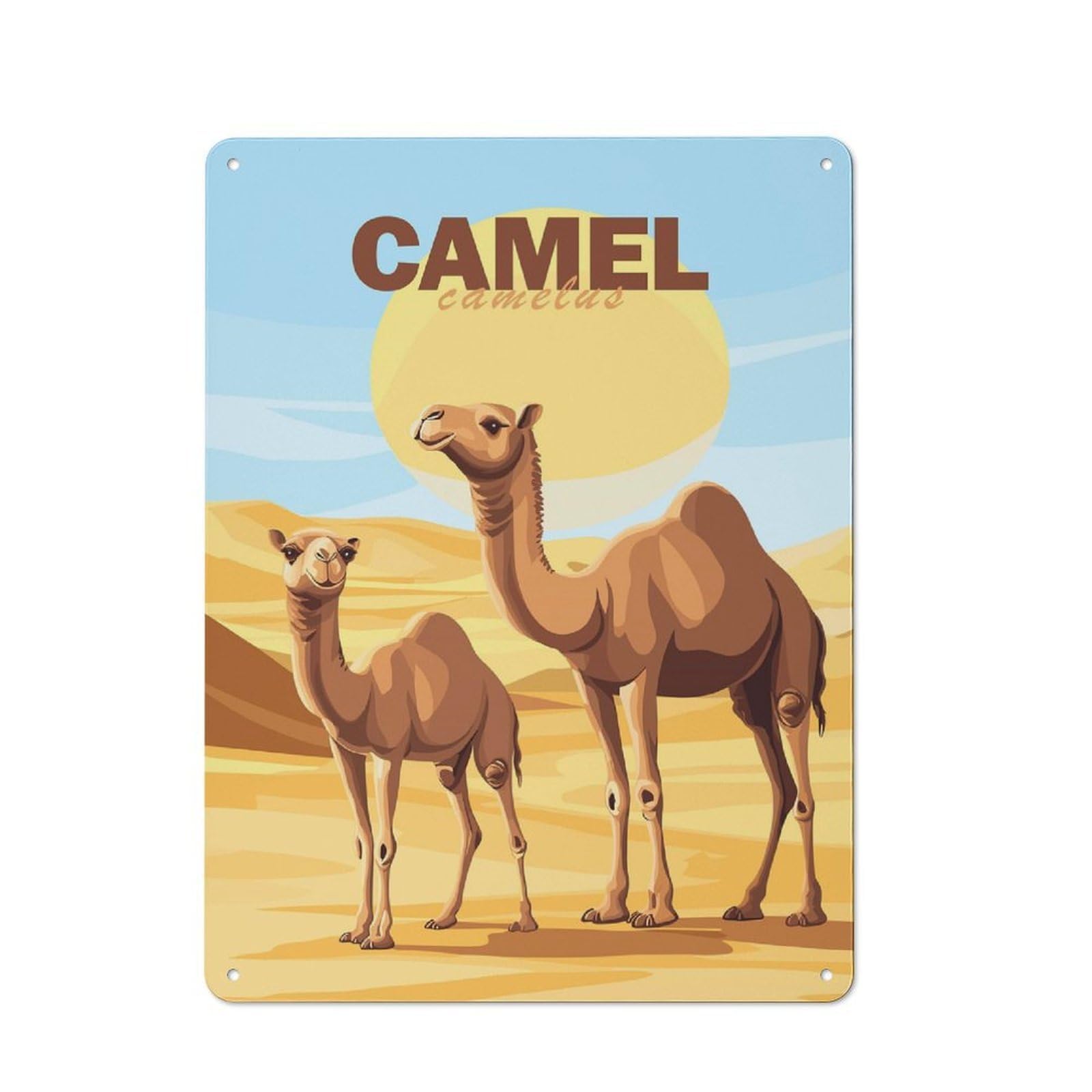 Camel Family Farmhouse Metal Sign 40x30cm, Rustic Cottage Wall Art for Cottage, Kitchen, Hallway Or Breakfast Nook