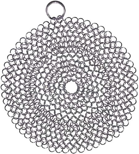 SUJAYU Cast Iron Cleaner, 7 Inch 316L Stainless Steel Chainmail Scrubber for Cast Iron Pan Skillet Dutch Dishes Seasoning Protection Cookware Accessories SUJAYU Cast Iron Cleaner, 7 Inch 316L Stainless Steel Chainmail Scrubber for Cast Iron Pan Skillet Dutch Dishes Seasoning Protection Cookware Accessories