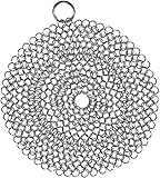 SUJAYU Cast Iron Cleaner, 7 Inch 316L Stainless Steel Chainmail Scrubber for Cast Iron Pan Skillet...