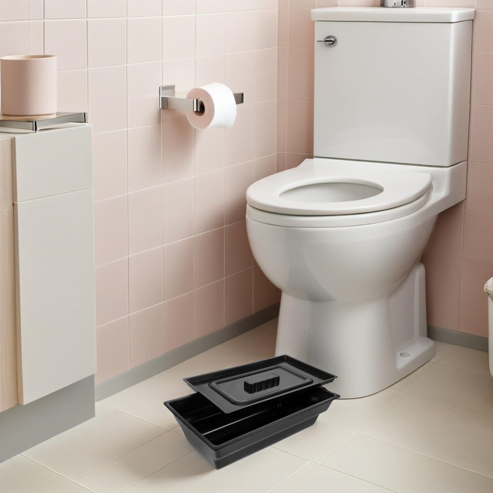 Silla Baño Portátil para Mayores con Orinal Plástico Fácil Limpieza Cómoda y Segura Compatible con Sillas Ducha-wc y Transferencias para Cuidado Casa y Hospital