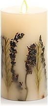 Luminara Realistic Artificial Moving Flame Pillar Candle with Lavender & Rosemary Inclusion - Moving Flame LED Battery Operated Lights - Remote Ready - Remote Sold Separately - 3.25" x 6.5"