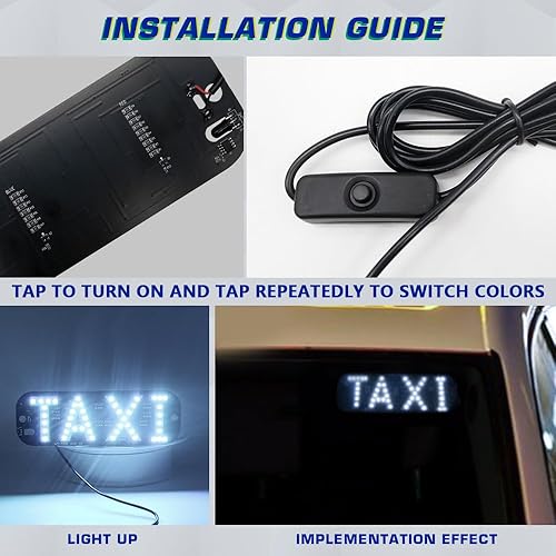 Miniatura 9 de Luz de señal de taxi botón de encendidoapagado USB, letrero LED brillante para taxi, colocación de ventana con ventosa para taxi coche (amarillo)