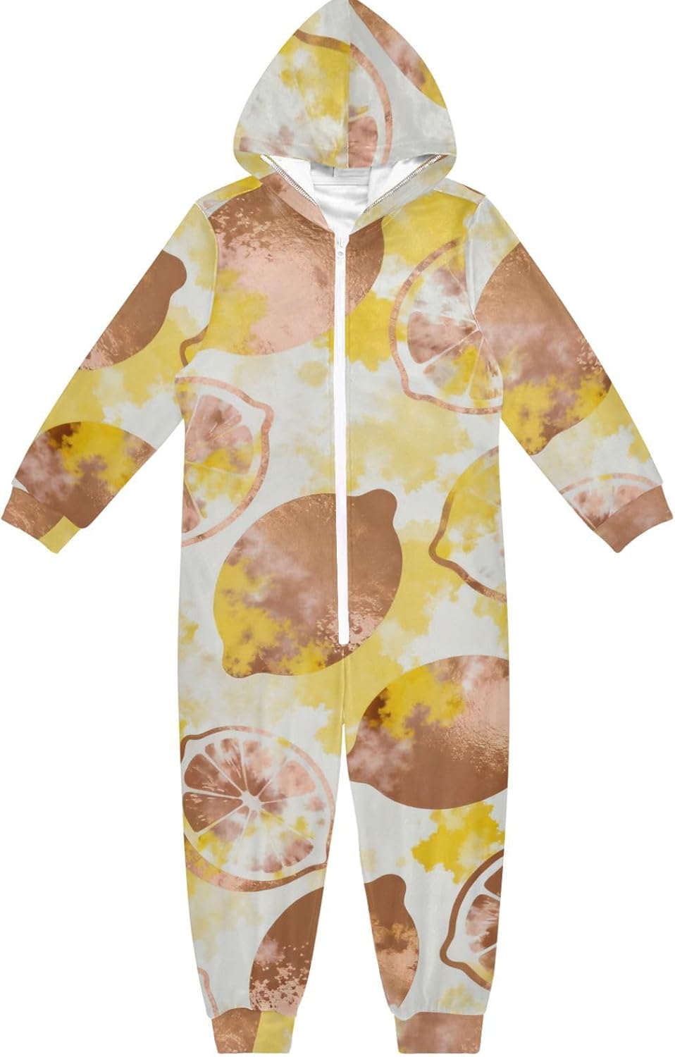 Rose Gold LemonUnisex Onesie PajamasCute Soft Hooded One-Piecing Costumefor Parties Sleepovers