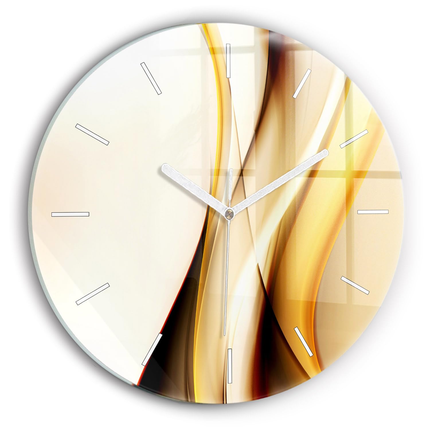 Horloge en verre 30 cm Wallfluent mécanisme silencieux et moderne style vagues
