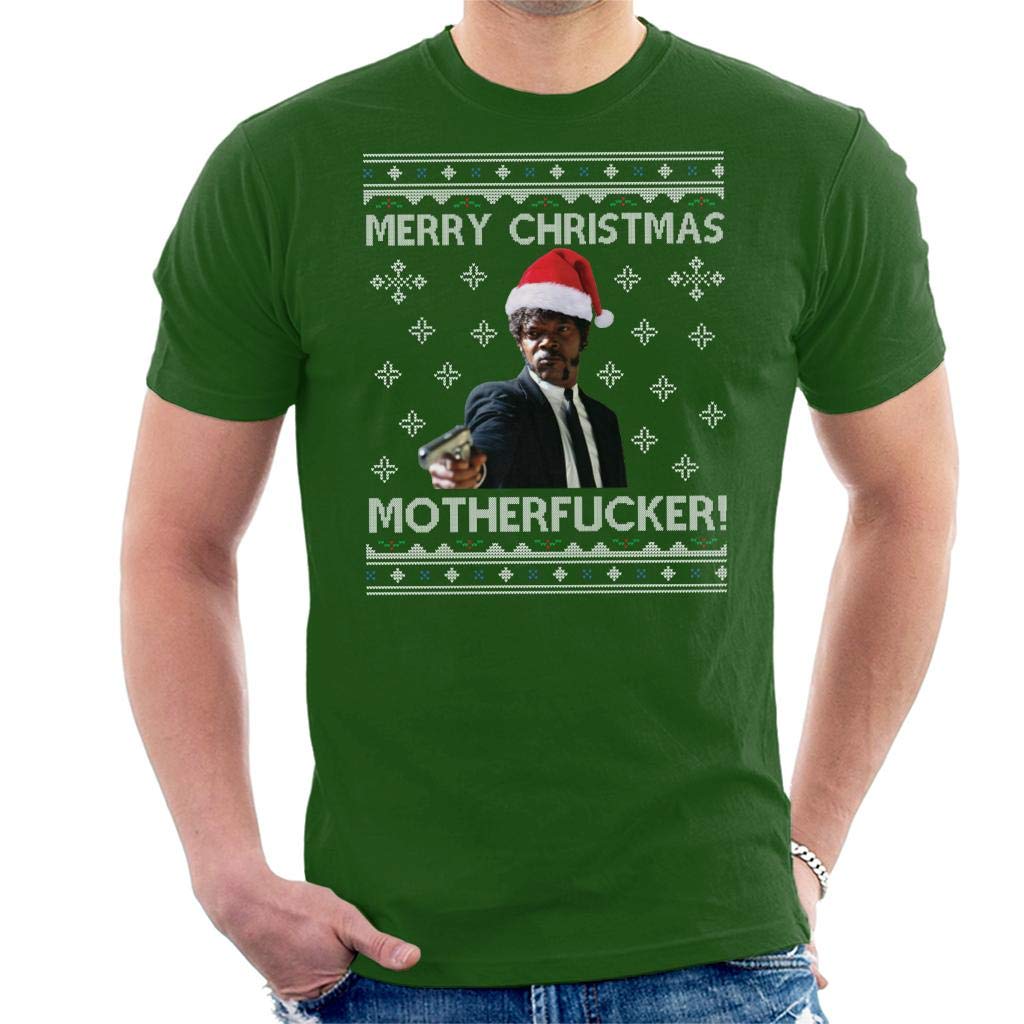 Samuel L Jackson Merry Christmas Motherfucker Pulp Fiction Men's T-Shirt Bottle Green