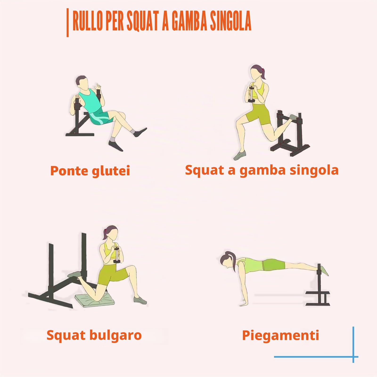 Rullo per squat a gamba singola, regolabile in altezza, supporto per squat bulgaro, supporto per squat spaccato per casa palestra allenamento della forza delle gambe