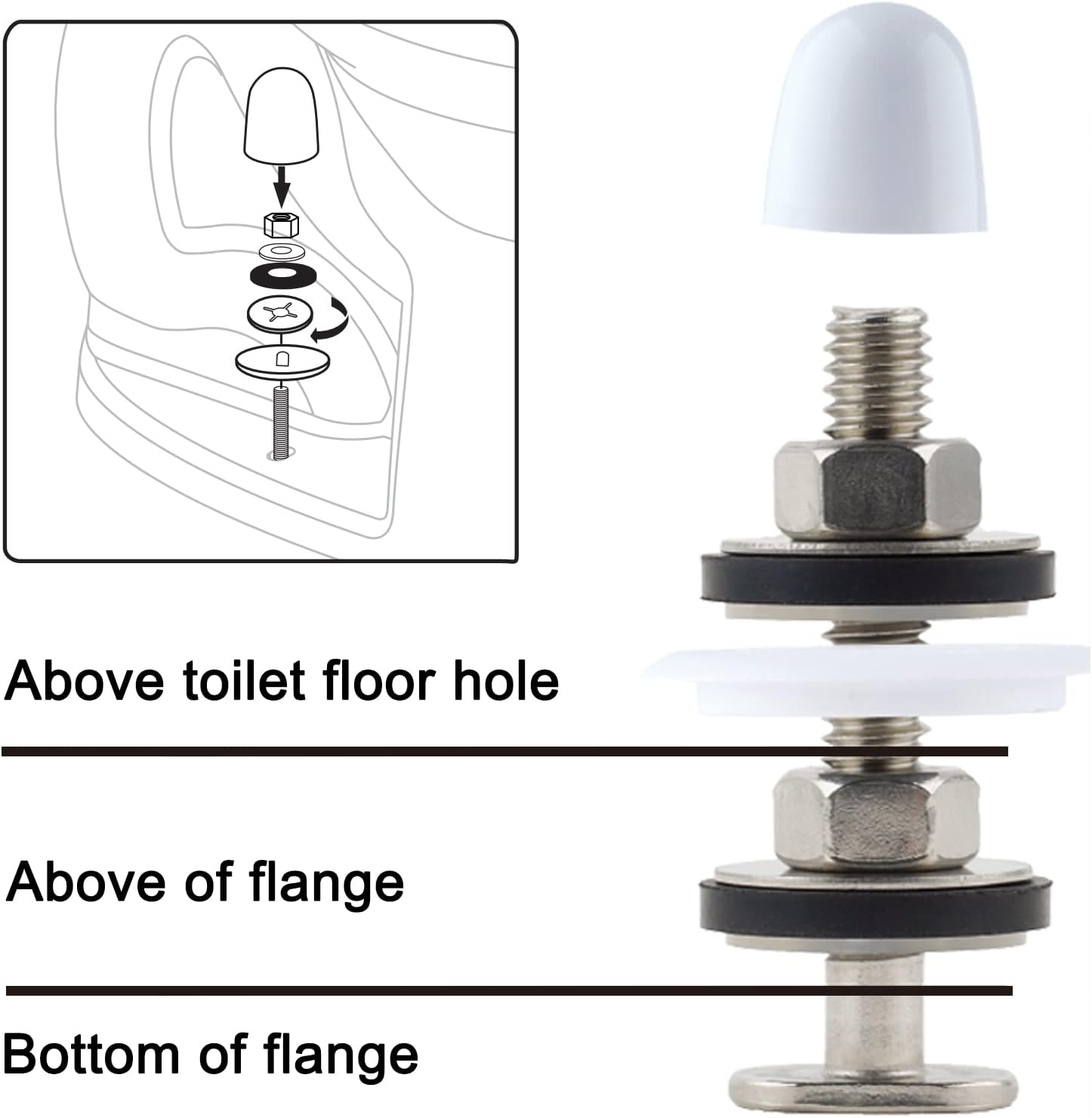 iFealClear 2 Sets Toilet Wax Ring Kit With Bolts, PE Flange and Extra Retainers, Thick Wax Ring Gasket for Toilet Bowl, Washers Bolt Caps Gasket Use for Most Toilets- Gas, Odor And Watertight Seal