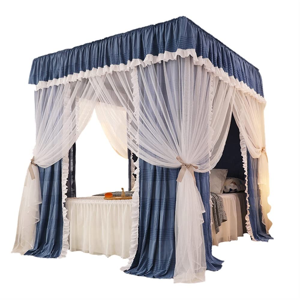 GTHTUHFD Bed Canopy Bedroom Mosquito Net, Mesh & Shading Cloth Bed Canopy, Princess Bedroom Decorative Bed Curtain,Style 1-1.8x2x2m