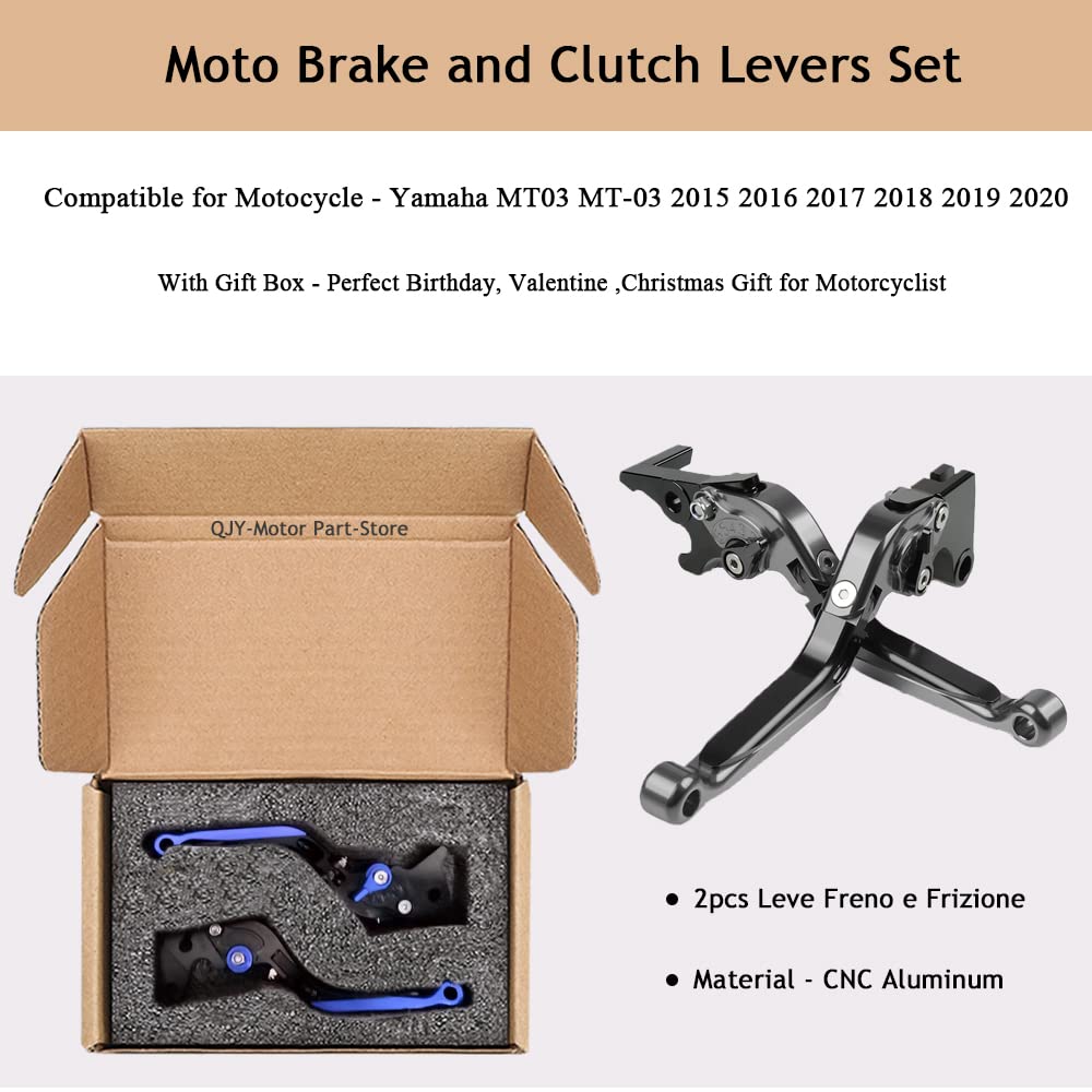 MT-03 2015-2020 Moto Leve Freno Frizione Set CNC Alluminio Regolabile Per MT03 MT-03 2015 2016 2017 2018 2019 2020 (Titanio/Nero)