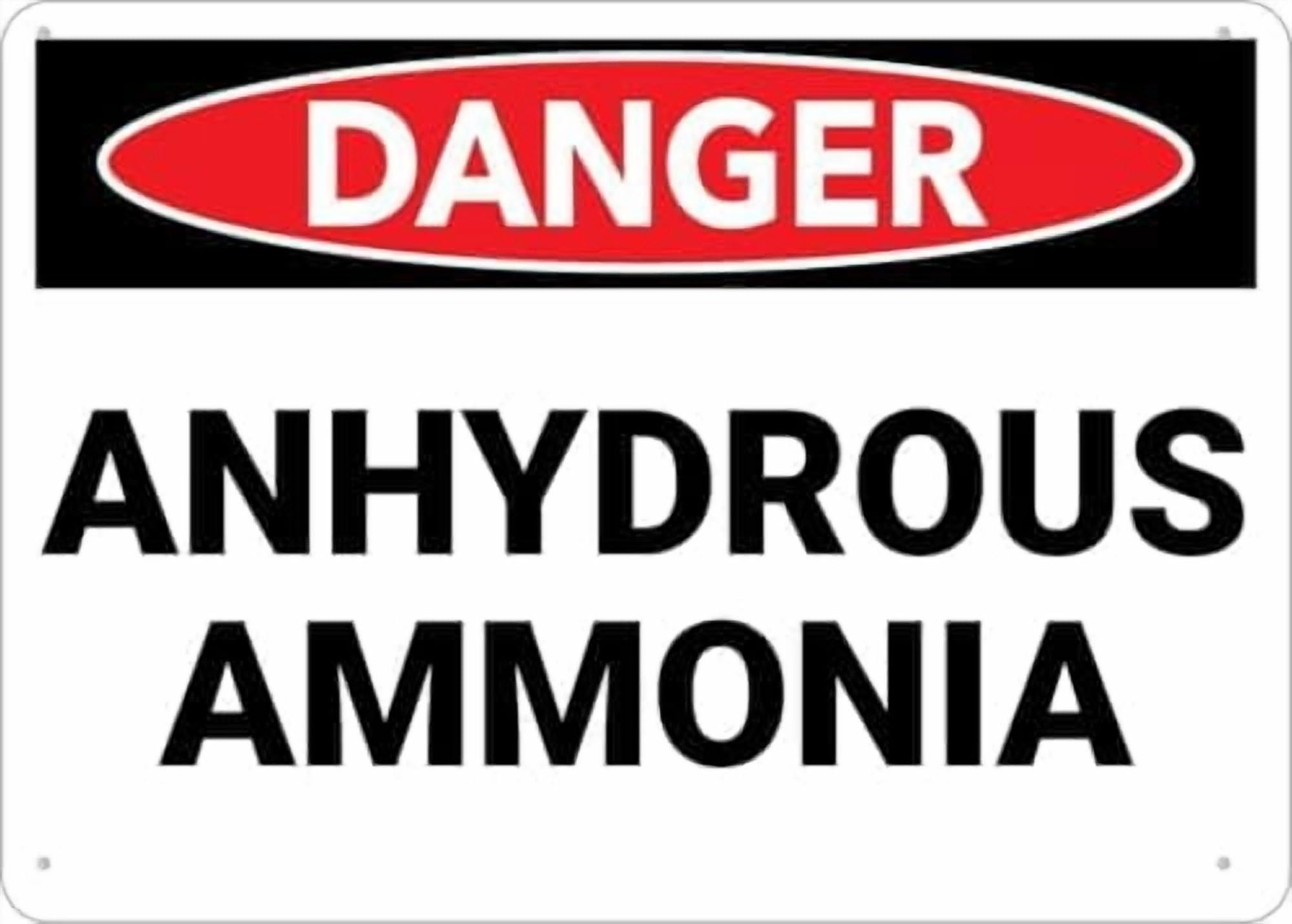 (2-Pack) Warning Metal Tin Sign - Danger Hazard Anhydrous Ammonia, Rust Free Easy to Mount, Weather Resistant, for Fence, 12X8 Inch