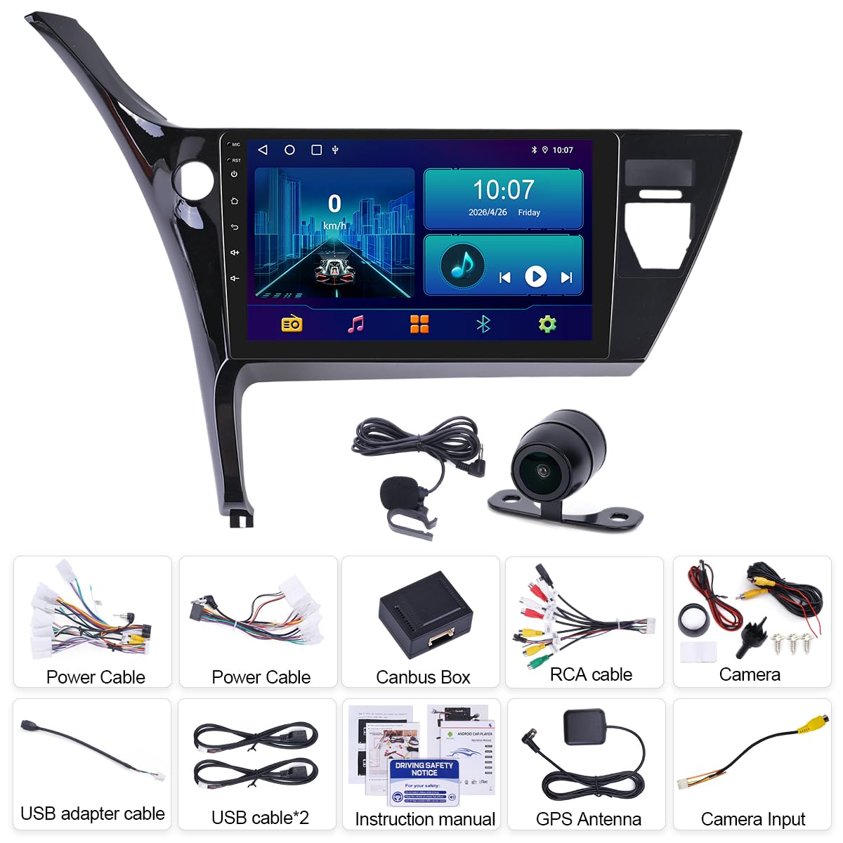 4+64G Android 15 Doppel Din Autoradio für Toyota Auris E180 2013-2018,10 Zoll Touchscreen Autoradio Navi mit Wireless Carplay Android Auto Bluetooth FM/RDS Rückfahrkamera Mirror Link