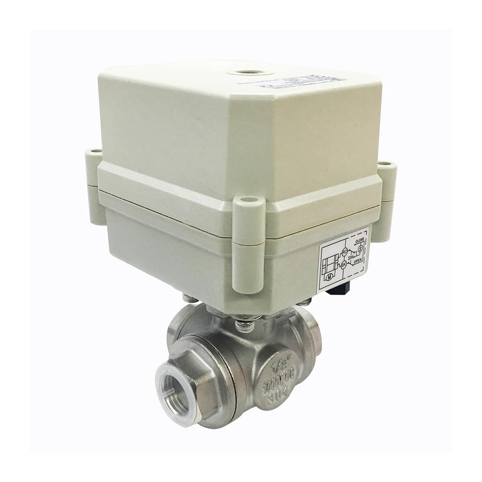 Robinet à boisseau sphérique électrique motorisé 3 voies DN15 AC110-230V acier