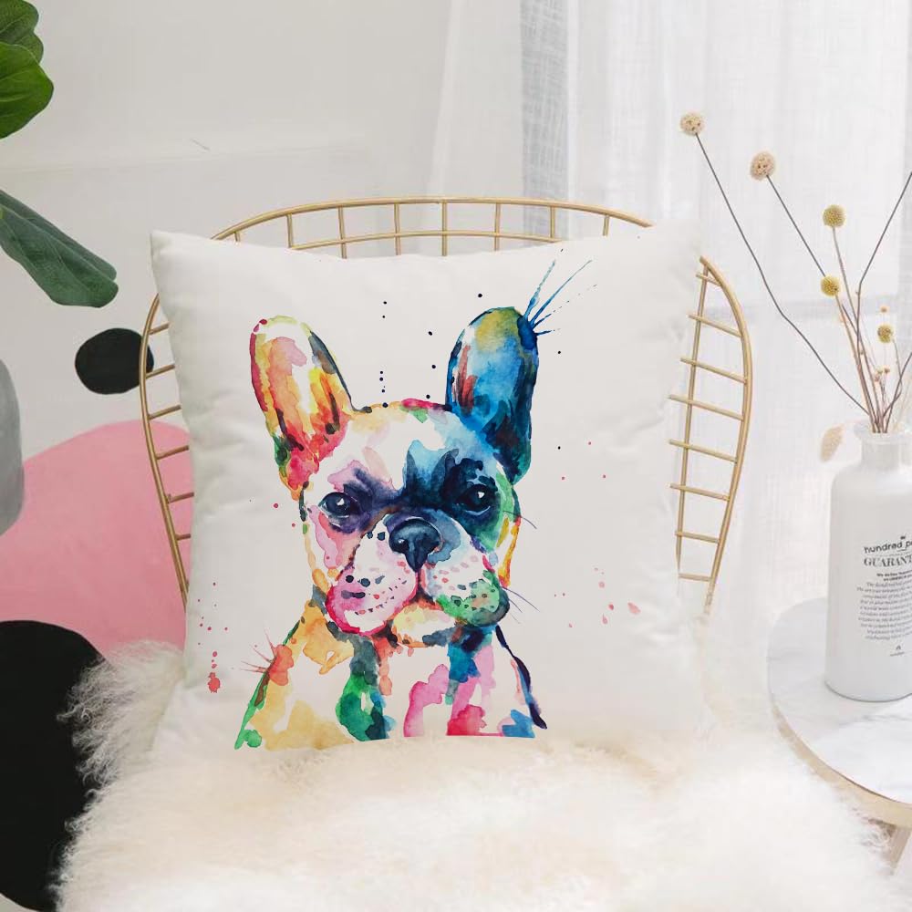 HYMSXW Cushion Cover,Throw Pillow Case Home Decorative for Living Room Bedroom Sofa Chair 20X20 Inch,French bulldog. Original watercolor illustration of a dog.,Pillowcase 50X50cm