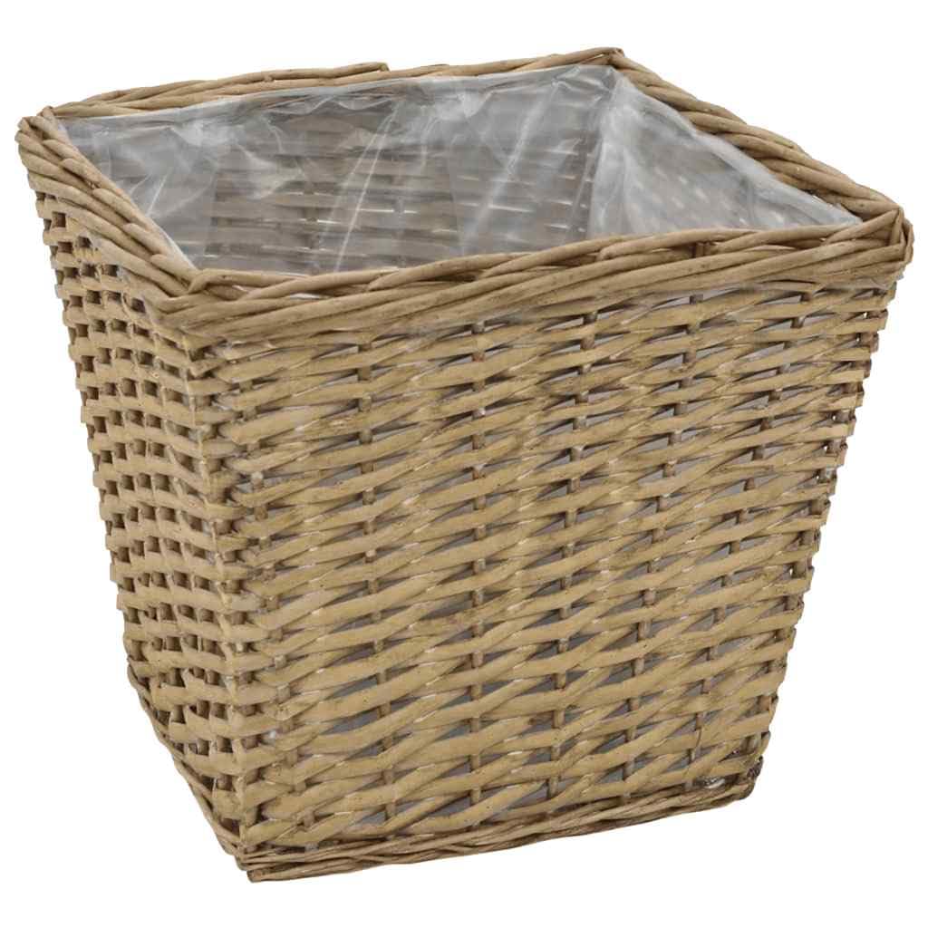 Bancal alto de 3 piezas, mimbre con forro de polietileno, 20 – 32 cm, ahorra espacio, para balcón, jardín, terraza, material resistente para uso al aire libre