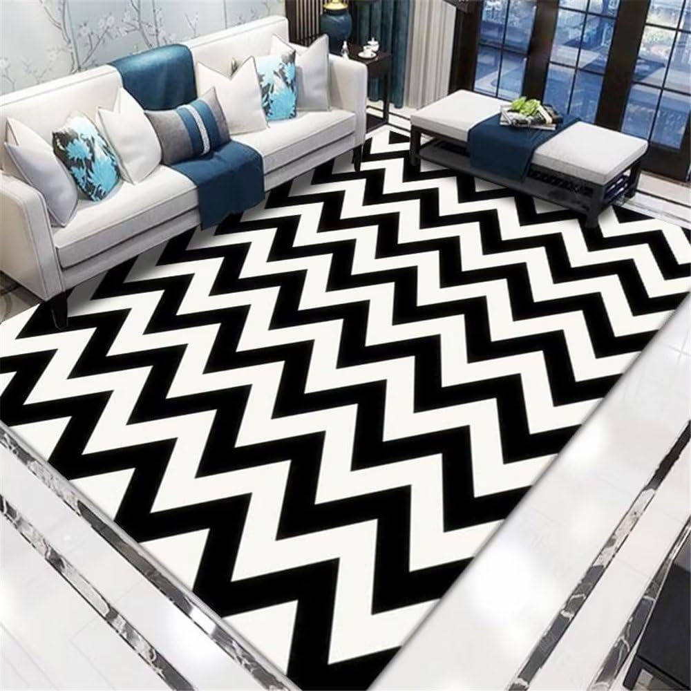 Tapis antidérapant noir 160x200cm doux pour salon et chambre